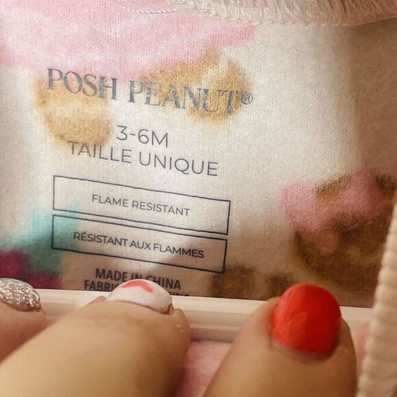 Posh Peanut Zippered One Piece footed Pajamas Girls 3-6 Month Christmas Fleece - Picture 4 of 5